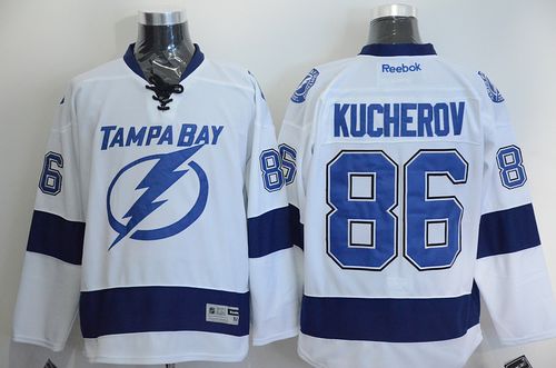 Lightning #86 Nikita Kucherov White Stitched NHL Jersey