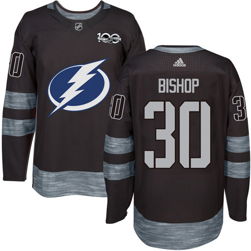 Lightning #30 Ben Bishop Black 1917-2017 100th Anniversary Stitched NHL Jersey