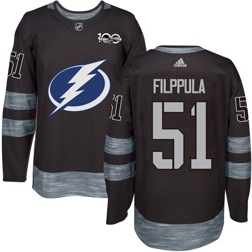 Lightning #51 Valtteri Filppula Black 1917-2017 100th Anniversary Stitched NHL Jersey