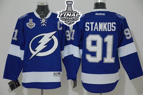 Lightning #91 Steven Stamkos Blue 2015 Stanley Cup Stitched NHL Jersey