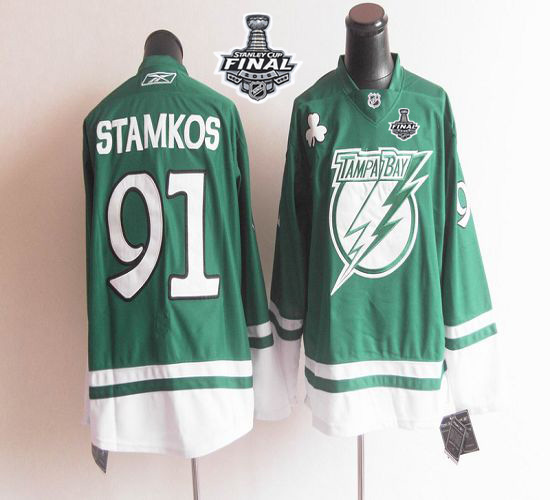 Lightning St Patty's Day #91 Steven Stamkos Green 2015 Stanley Cup Stitched NHL Jersey