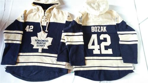 Maple Leafs #42 Tyler Bozak Blue Sawyer Hooded Sweatshirt Stitched NHL Jersey