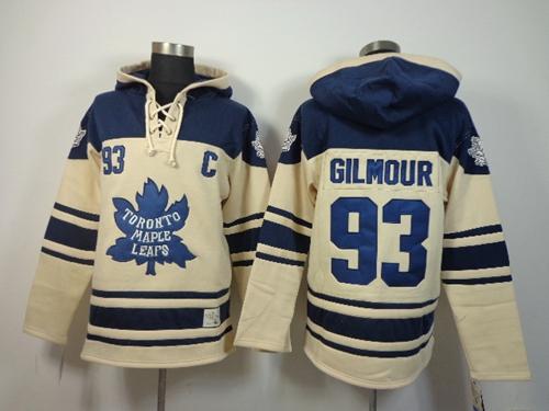Maple Leafs #93 Doug Gilmour Cream Sawyer Hooded Sweatshirt Stitched NHL Jersey
