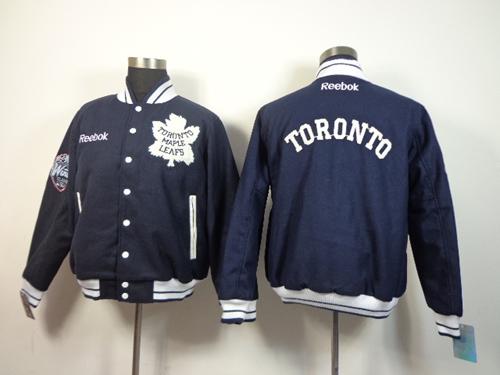Toronto Maple Leafs Blank Satin Button-Up Navy Blue NHL Jacket