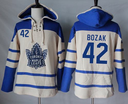 Maple Leafs #42 Tyler Bozak Cream Sawyer Hooded Sweatshirt Stitched NHL Jersey