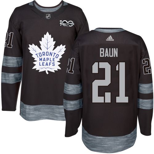 Maple Leafs #21 Bobby Baun Black 1917-2017 100th Anniversary Stitched NHL Jersey