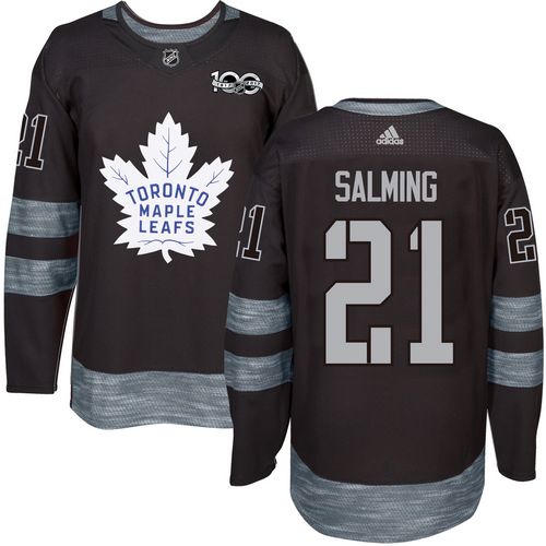 Maple Leafs #21 Borje Salming Black 1917-2017 100th Anniversary Stitched NHL Jersey