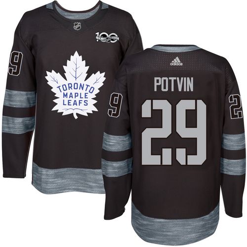 Maple Leafs #29 Felix Potvin Black 1917-2017 100th Anniversary Stitched NHL Jersey