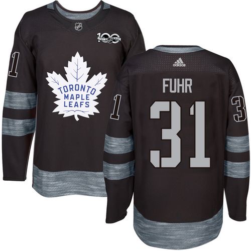 Maple Leafs #31 Grant Fuhr Black 1917-2017 100th Anniversary Stitched NHL Jersey