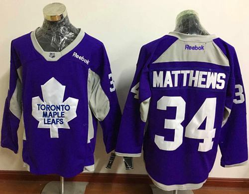 Maple Leafs #34 Auston Matthews Purple Practice Stitched NHL Jersey