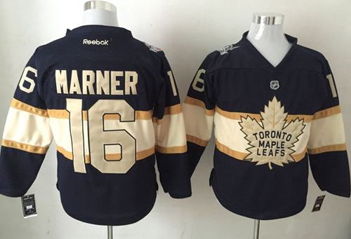 Maple Leafs #16 Mitchell Marner Black/Cream 100th Anniversary Stitched NHL Jersey