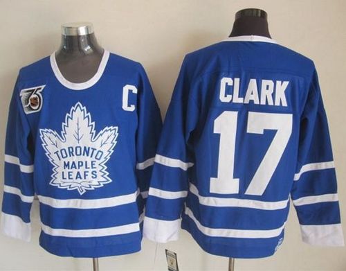 Maple Leafs #17 Wendel Clark Blue 75th CCM Throwback Stitched NHL Jersey