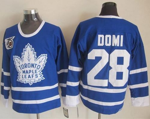 Maple Leafs #28 Tie Domi Blue 75th CCM Throwback Stitched NHL Jersey