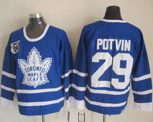 Maple Leafs #29 Felix Potvin Blue 75th CCM Throwback Stitched NHL Jersey