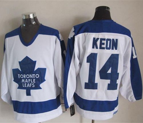 Maple Leafs #14 Dave Keon White/Blue CCM Throwback Stitched NHL Jersey