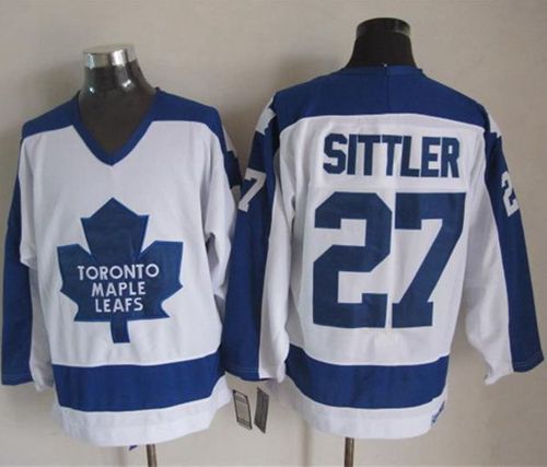 Maple Leafs #27 Darryl Sittler White/Blue CCM Throwback Stitched NHL Jersey
