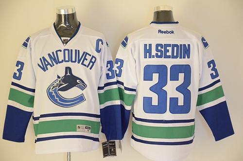 Canucks #33 Henrik Sedin White Stitched NHL Jersey