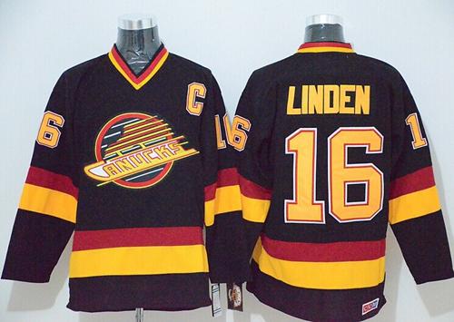 Canucks #16 Trevor Linden Black CCM Throwback Stitched NHL Jersey