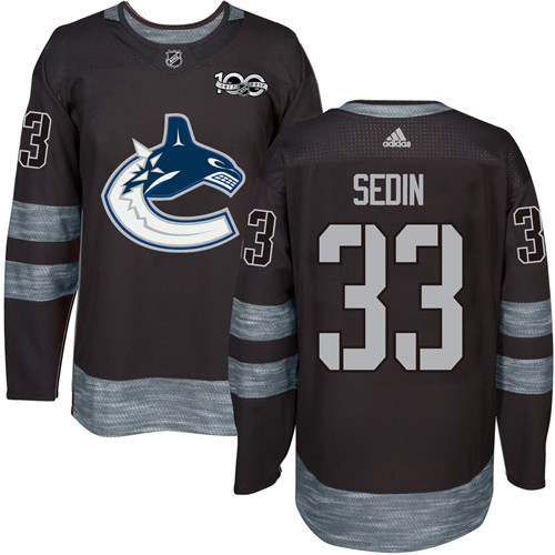 Canucks #33 Henrik Sedin Black 1917-2017 100th Anniversary Stitched NHL Jersey