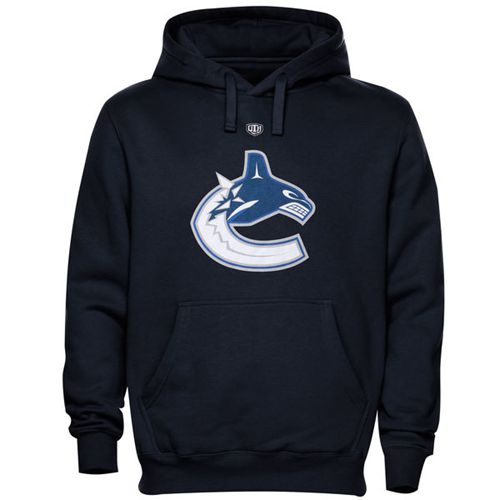 Vancouver Canucks Old Time Hockey Big Logo with Crest Pullover Hoodie Navy Blue