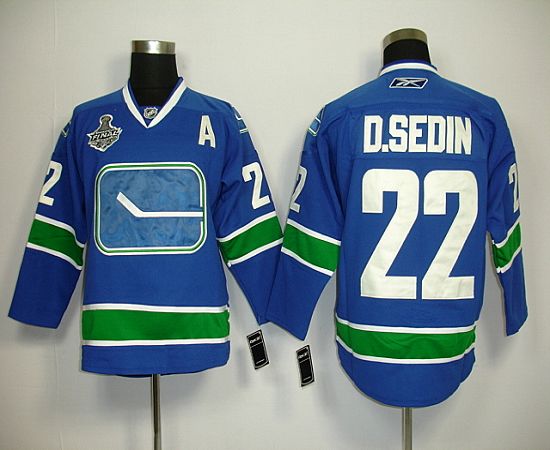 Canucks 2011 Stanley Cup Finals #22 D.sedin Blue Third Stitched NHL Jersey