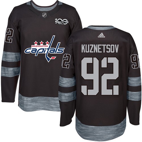 Capitals #92 Evgeny Kuznetsov Black 1917-2017 100th Anniversary Stitched NHL Jersey