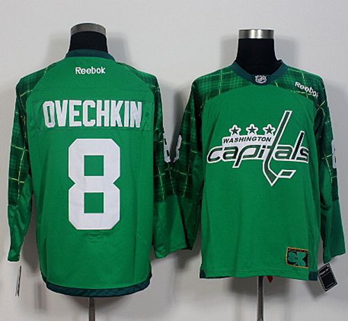 Capitals #8 Alex Ovechkin Green St. Patrick's Day New Stitched NHL Jersey