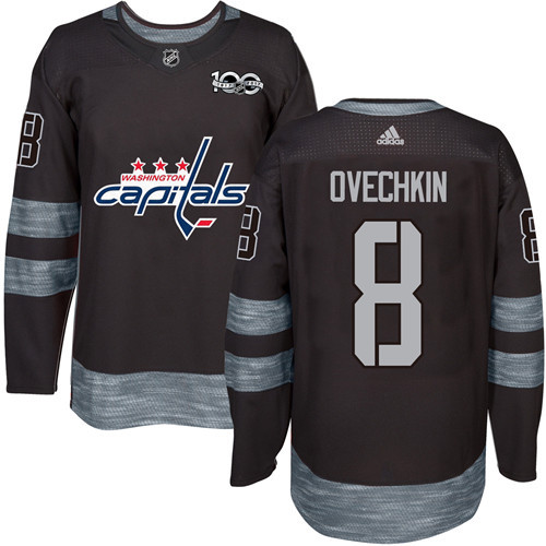 Capitals #8 Alex Ovechkin Black 1917-2017 100th Anniversary Stitched NHL Jersey