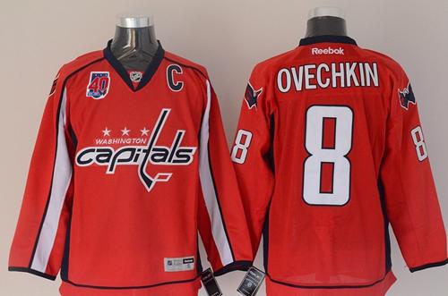 Capitals #8 Alex Ovechkin Red 40th Anniversary Stitched NHL Jersey