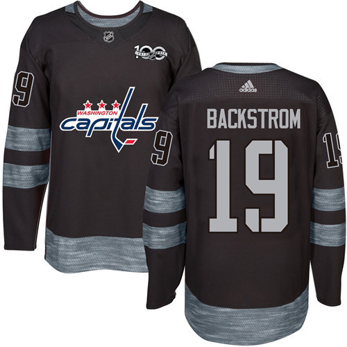 Capitals #19 Nicklas Backstrom Black 1917-2017 100th Anniversary Stitched NHL Jersey