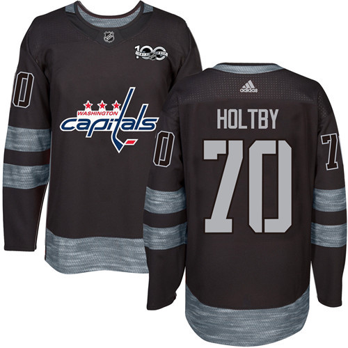 Capitals #70 Braden Holtby Black 1917-2017 100th Anniversary Stitched NHL Jersey