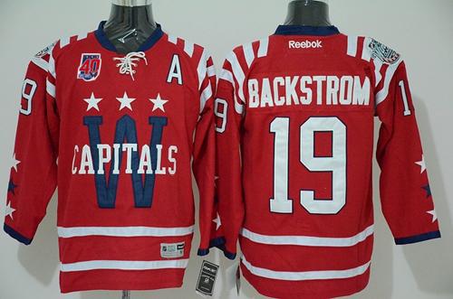 Capitals #19 Nicklas Backstrom 2015 Winter Classic Red 40th Anniversary Stitched NHL Jersey