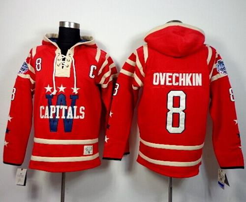 Capitals #8 Alex Ovechkin 2015 Winter Classic Red Sawyer Hooded Sweatshirt Stitched NHL Jersey