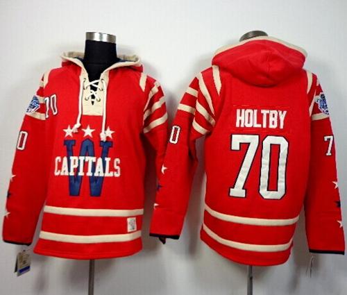 Capitals #70 Braden Holtby 2015 Winter Classic Red Sawyer Hooded Sweatshirt Stitched NHL Jersey