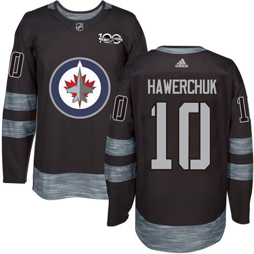 Jets #10 Dale Hawerchuk Black 1917-2017 100th Anniversary Stitched NHL Jersey