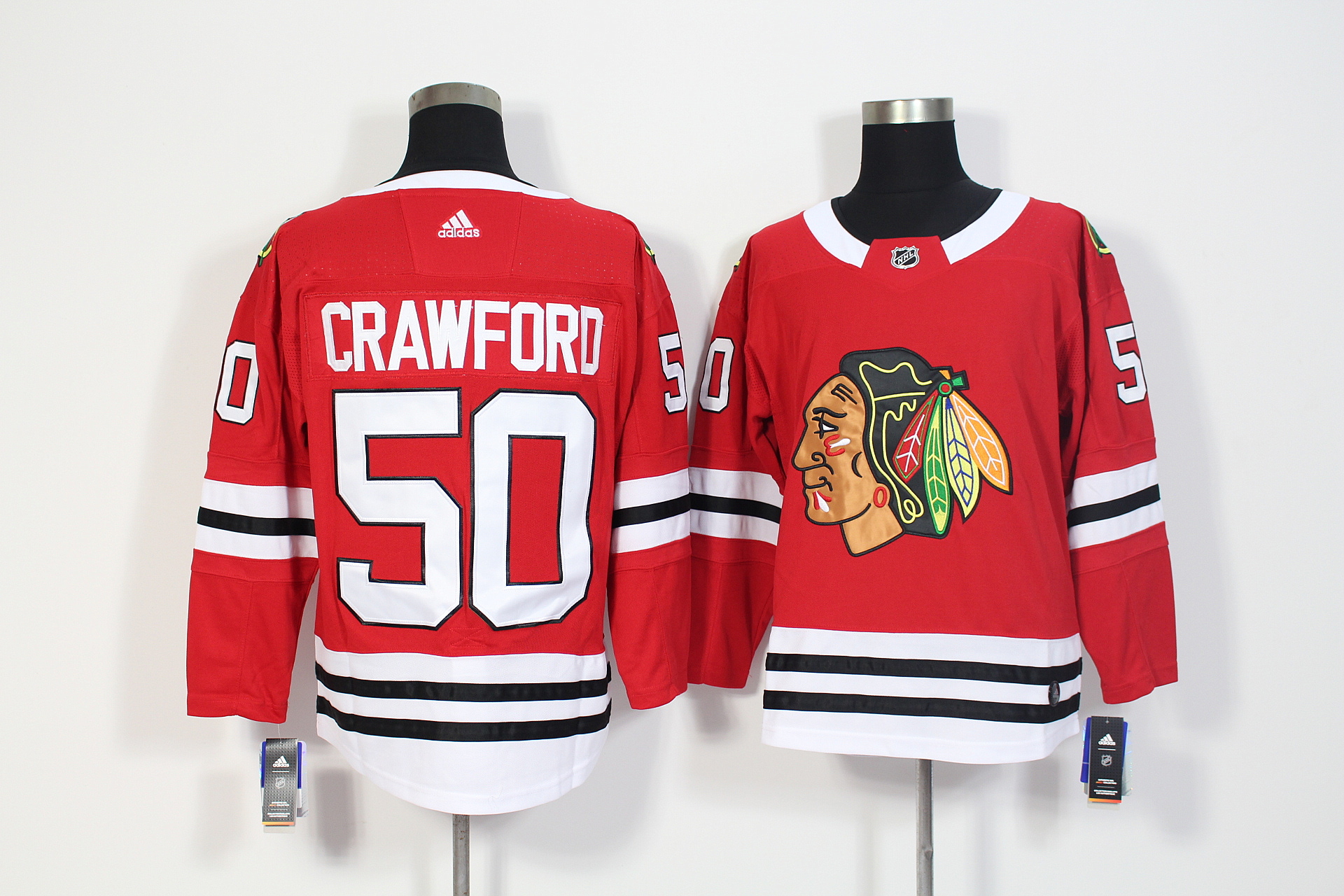 Men's Adidas Chicago Blackhawks #50 Corey Crawford Red Stitched NHL Jersey