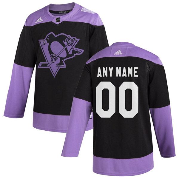 Men's Pittsburgh Penguins Adidas Black Hockey Fights Cancer Custom Practice NHL Stitched Jersey