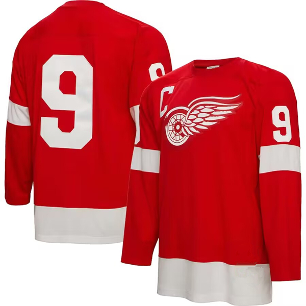 Men's Detroit Red Wings #9 Gordie Howe Red 1960 Mitchell & Ness Stitched Jersey