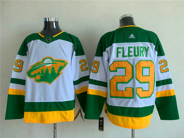 Men's Minnesota Wild #29 Marc-Andre Fleury White/Green Stitched Jersey