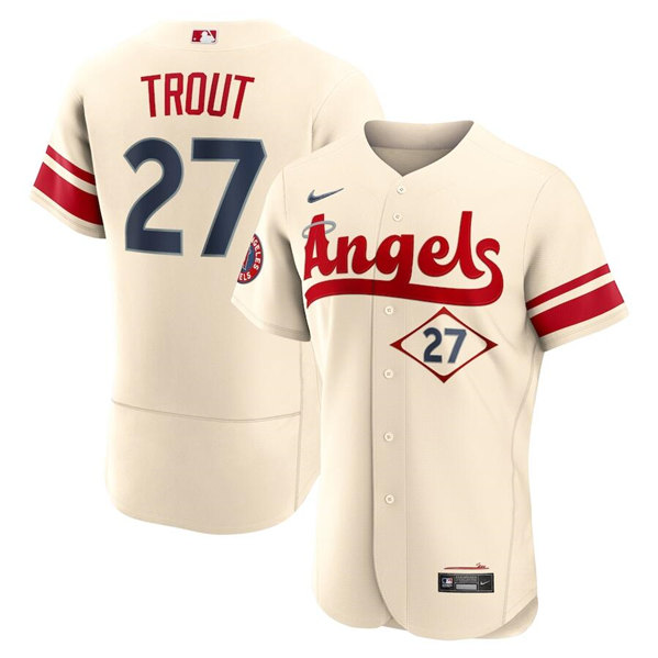Men's Los Angeles Angels #27 Mike Trout 2022 Cream City Connect Flex ...