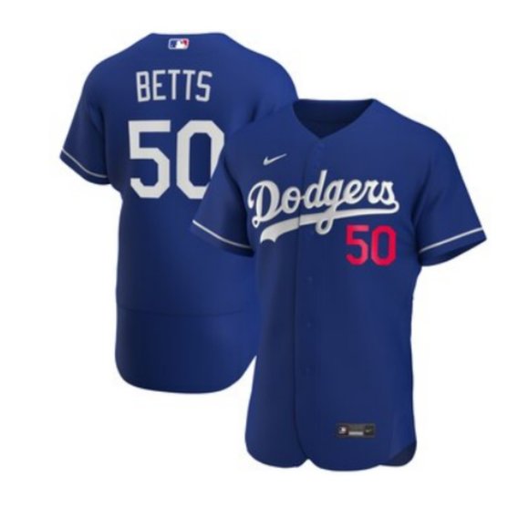 Men's Los Angeles Dodgers #50 Mookie Betts Blue Flex Base Stitched MLB Jersey