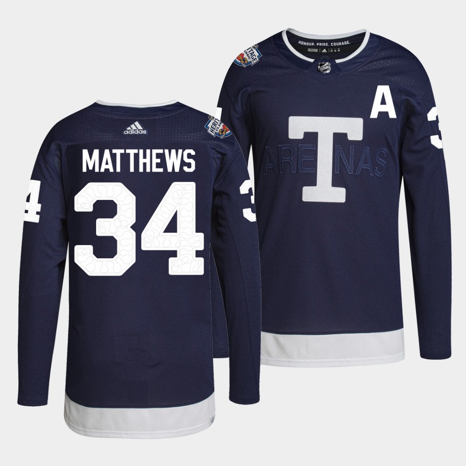 Men's Toronto Maple Leafs #34 Auston Matthews 2022 Heritage Classic Navy Jersey