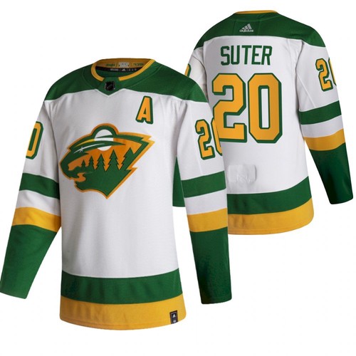 Men's Minnesota Wild #20 Ryan Suter 2021 White Reverse Retro Stitched NHL Jersey