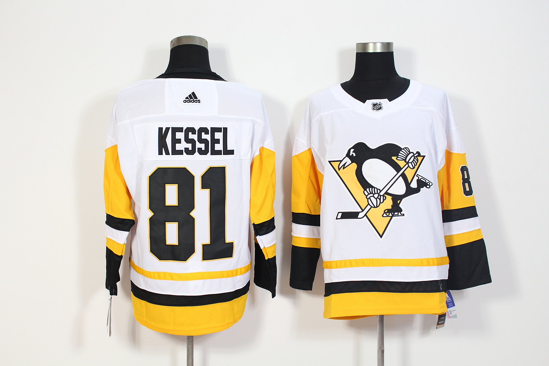 Men's Adidas Pittsburgh Penguins #81 Phil Kessel White Stitched NHL Jersey