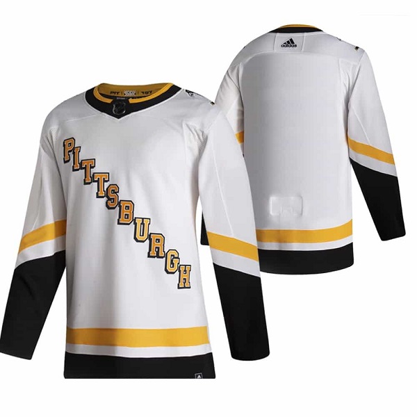 Men's Pittsburgh Penguins Blank 2021 Reverse Retro White Stitched NHL Jersey