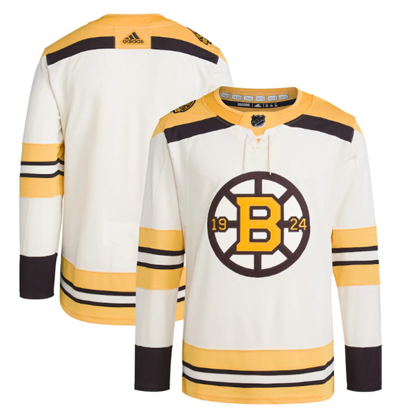 Men's Boston Bruins Blank Cream 100th Anniversary Stitched Jersey