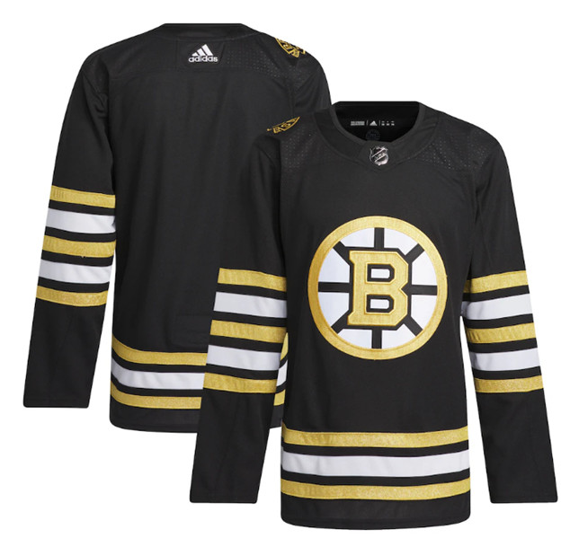 Men's Boston Bruins Blank Black 100th Anniversary Stitched Jersey