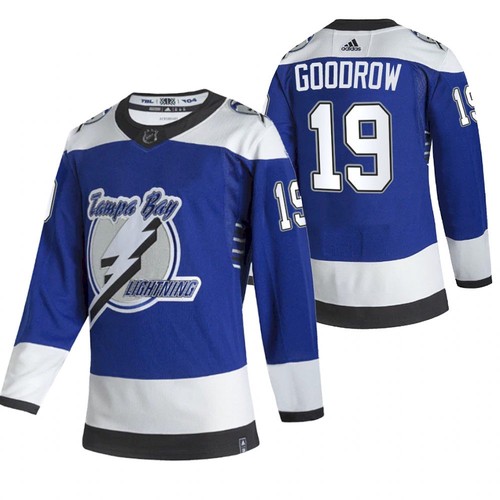 Men's Tampa Bay Lightning #19 Barclay Goodrow 2021 Blue Reverse Retro Stitched NHL Jersey