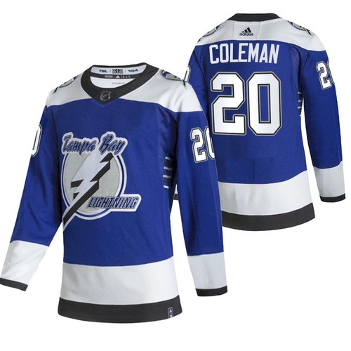 Men's Tampa Bay Lightning #20 Blake Coleman 2021 Blue Reverse Retro Stitched NHL Jersey