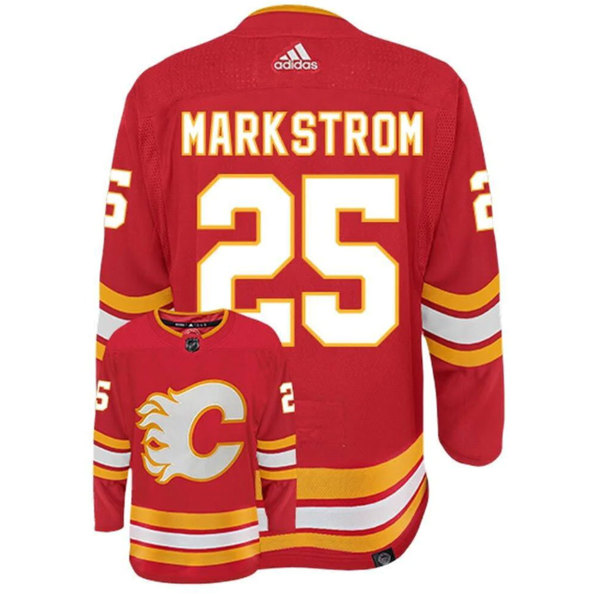 Men's Calgary Flames #25 Jacob Markstrom Red Stitched Jersey